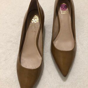 Vince Camuto Naureen Brown Taupe Sz 8.5 Leather Kitten  Heel Pumps